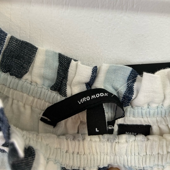 Women’s TAVI OFF SHOULDER TOP Large Blue Stripe - Picture 2 of 4